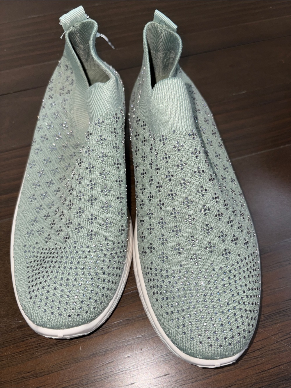 JM Collection Light Sage Knit Slip-On Sneakers